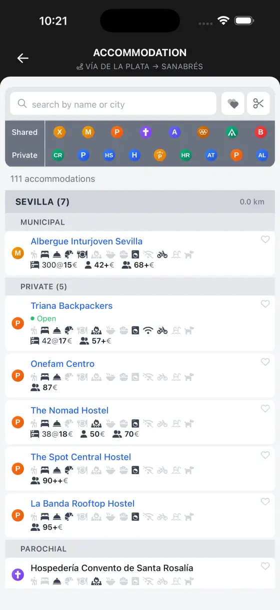 Vía de la Plata — Accommodation directory