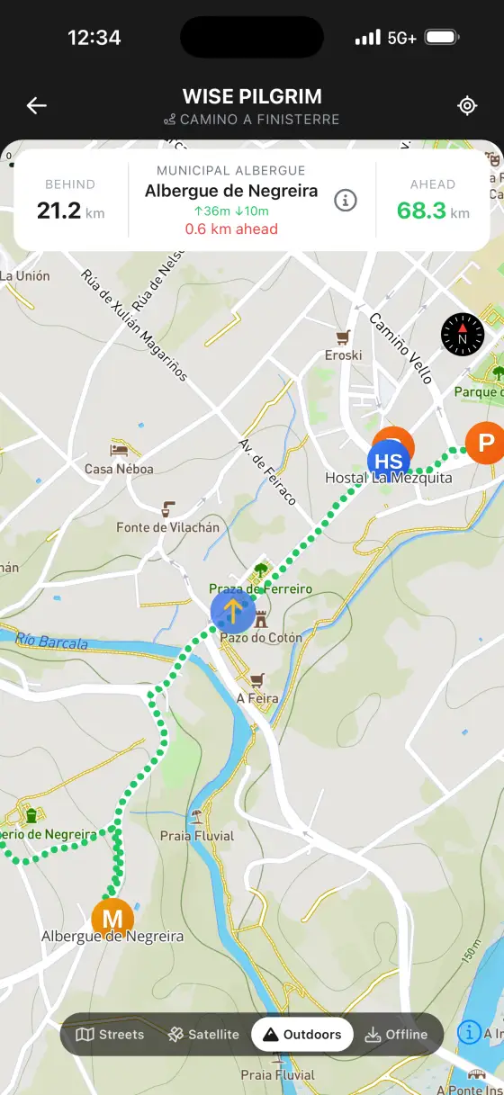 Camino Finisterre & Muxía — Topographical map