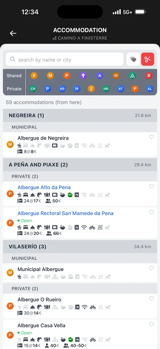 Camino Finisterre & Muxía — Accommodation directory