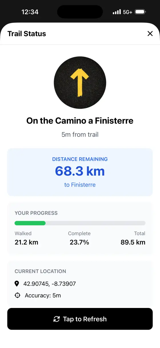 Camino Finisterre & Muxía — Trail status