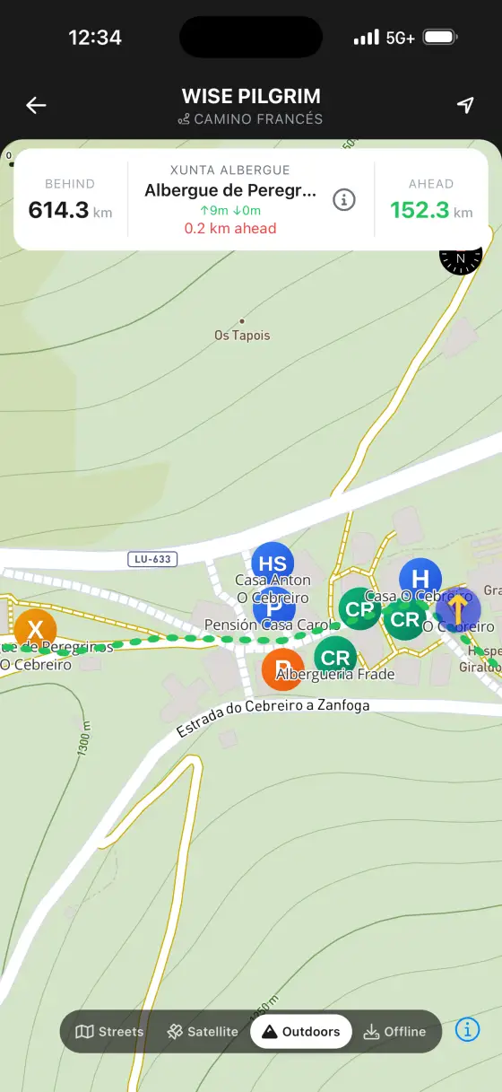 Camino Francés — Topographical map