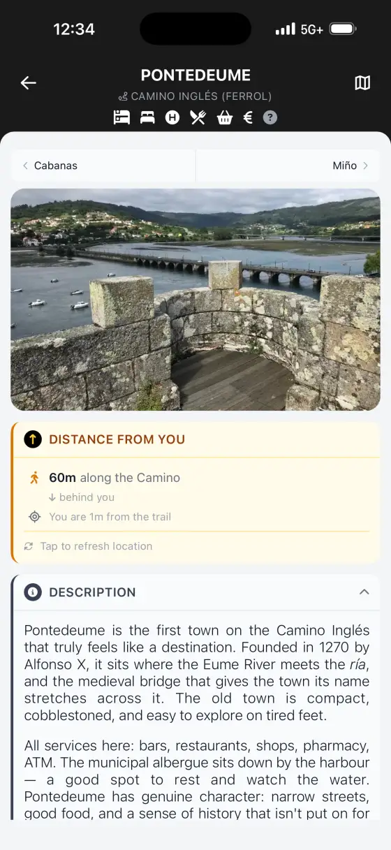 Camino Inglés — Town detail