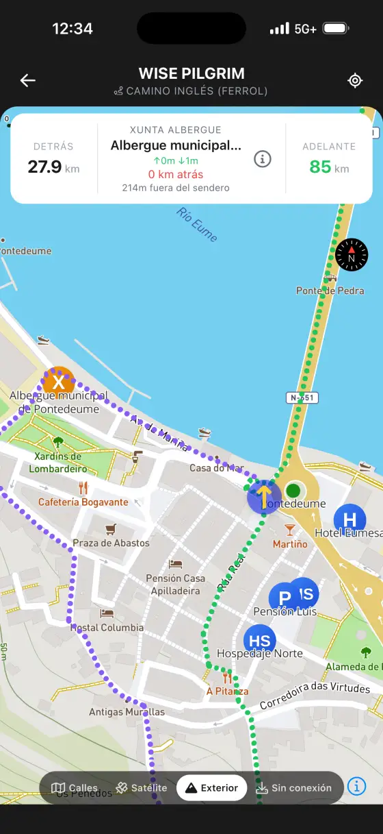 Camino Inglés — Topographical map