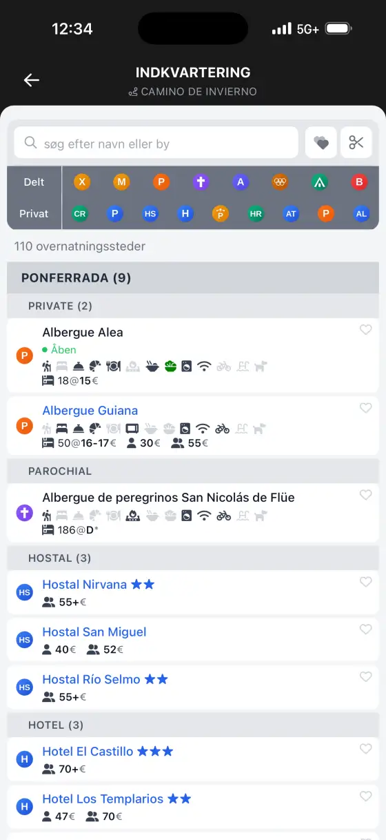 Camino de Invierno — Accommodation directory