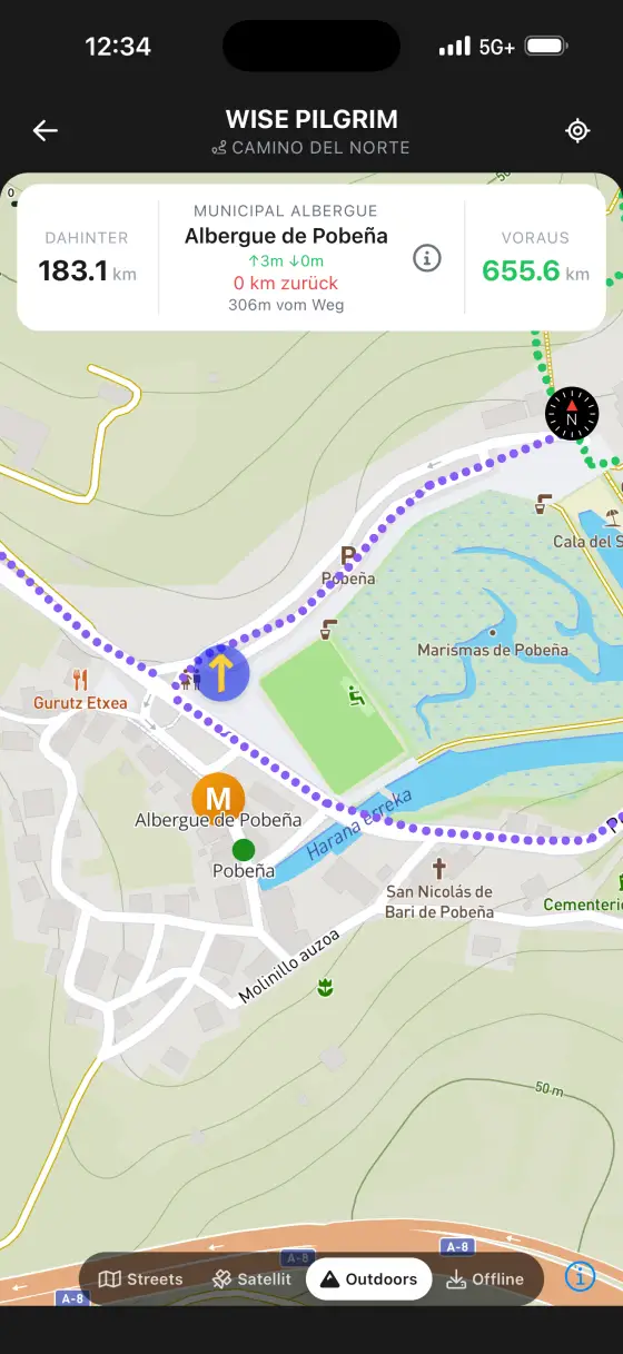 Camino del Norte — Topographical map