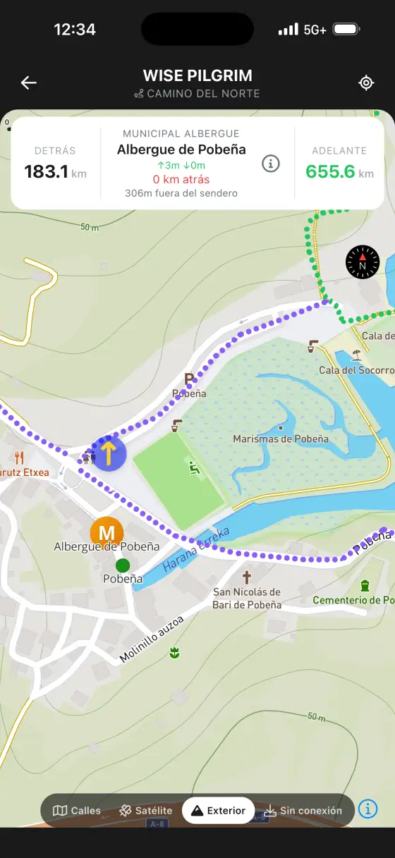 Camino del Norte — Topographical map