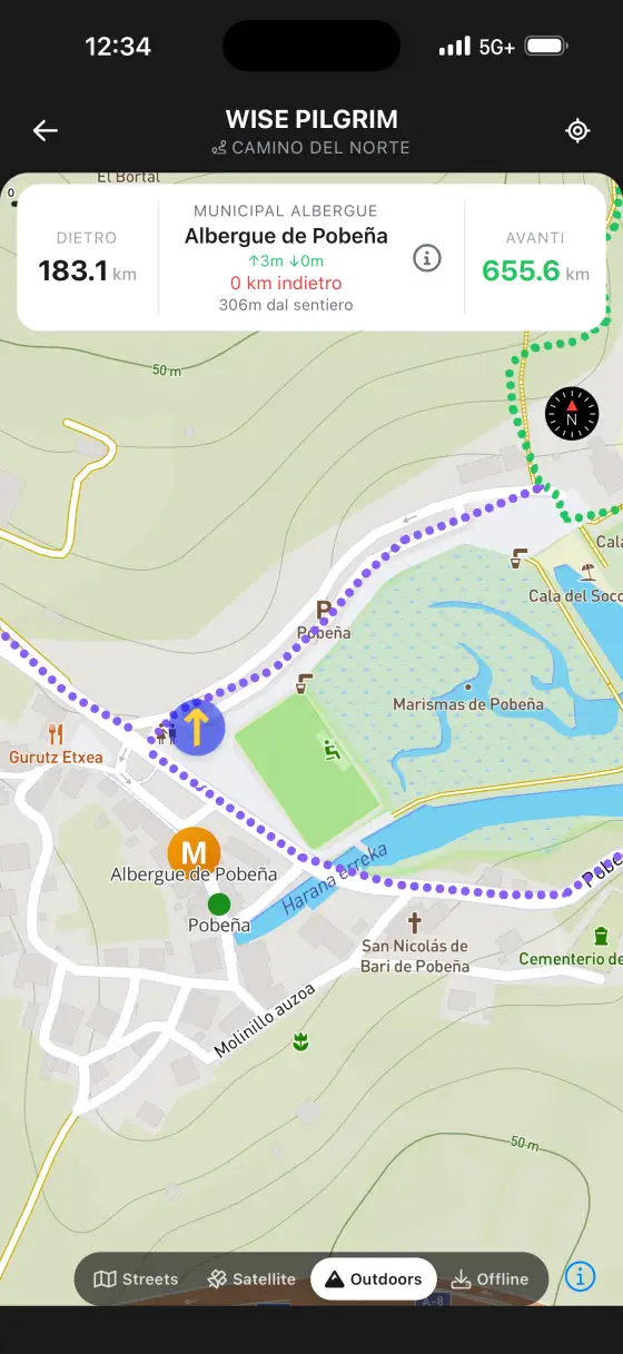 Camino del Norte — Topographical map