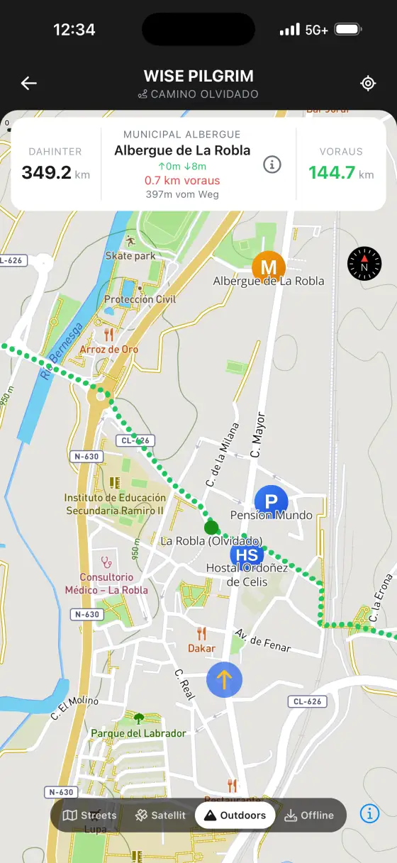 Camino Olvidado — Topographical map