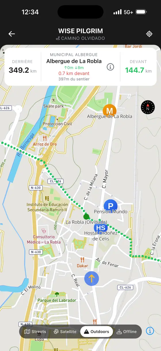 Camino Olvidado — Topographical map
