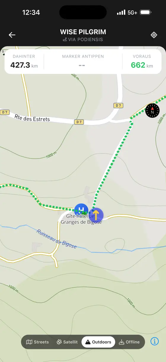 Via Podiensis (Le Puy) — Topographical map