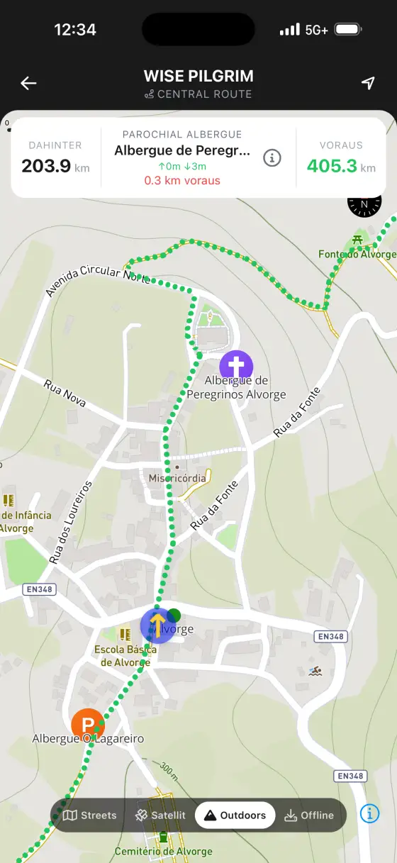 Camino Portugués — Topographical map